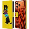 Head Case Designs Custodia a portafoglio in pelle con motivo tigre e sagome di animali, compatibile con Apple iPhone 17 Pro Max