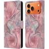 Head Case Designs Custodia a portafoglio in pelle con effetto marmo rosa e oro rosa, con licenza ufficiale Nature Magick, compatibile con Apple iPhone 17 Pro Max