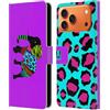 Head Case Designs Custodia a portafoglio in pelle con motivo elefante colorato silhouette animale compatibile con Apple iPhone 17 Pro Max