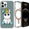 Mixroom - Cover Custodia Per iPhone 13 Pro Con Cerchio Magnetico Compatibile con l'Alimentatore MagSafe Fantasia UNICORNO BABY 578