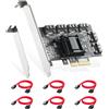 Binardat PCIE X4 a scheda SATA a 6 porte, controller SATA 3.0 da 6 Gbps, include 6 cavi e staffa a basso profilo, per Windows 10/11