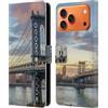 Head Case Designs Custodia a portafoglio in pelle con skylines del ponte di Manhattan compatibile con Apple iPhone 17 Pro Max