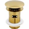 DOTTOR BAGNO SHOP Piletta Scarico Click Clack Oro Lucido 11/4 Universale | Valvola in Ottone, per Lavabo e Bidet, con Troppo Pieno, Chiusura Push Open