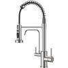 FORIOUS Rubinetto da Cucina a 3 Vie con Uscita Separata per Acqua Filtrata, Rubinetto Cucina 2 in 1 in Acciaio Inox con Doccetta Estraibile, 3 Modalità di Getto, 2 Leve, Girevole a 360°
