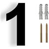 Yooumilife Numeri Civici Flottanti da 6/8/12 Pollici, Numero di Porta Moderno in Acciaio Inox, Segno Indirizzo Argento/Nero con Viti, per Decorazione da Parete, Appartamento, Giardino, Hotel(Black 1,6In)