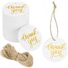 DEFANEX 100 etichette per regali di ringraziamento (2,5 cm), etichette rotonde in carta stagnola dorata, etichette con cordino, per fai da te, matrimoni, feste di compleanno, confezioni regalo, colore