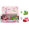 Dickie Toys Hello Kitty Apple + Keroppi Coconut, set di 2 veicoli e personaggi in alluminio pressofuso, personaggi rimovibili, lunghezza veicolo: 6 cm, figure 2,5 cm, dai 3 anni in su
