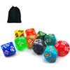BESCON DICE Bescon 10pcs Set of Polyhedral D% Dice(00-90), 10 Count Assorted Random Multi Effected&Colored Pack of D% in Drawstring Pouch