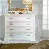 Comò classico in legno quattro cassetti, bianco-crema-ral-1013