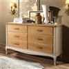 Comò sei cassetti in legno Mod. Veneris, shabby-chic