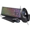Trust Gaming GXT 792 Quadrox Kit 4-In-1 Tastiera Mouse Cuffie Tappetino RGB Layout Italiano Nero