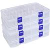 DIFIT Scatole Plastica con Coperchio, Set da 4, 18 scomparti ciascuna | Scatole Trasparenti con Divisori Regolabili, Scatole Portaoggetti per Perline, Gioielli, Viti, Artigianato e Minuteria