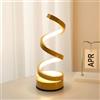 Chao Zan Lampada da comodino camera da letto moderne, Lampade da comodino a spirale moderne, abat jour da comodino con filo e spina, lampada da tavolo LED curvo (Oro)