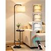 OUTONLIFE Lampada da Terra con Tavolino e 2 Ripiani,3 Temperature Colore | Lampadina LED 12 W Dimmerabile, Telecomando, Interruttore a Pedale, Paralume Orientabile, Nero