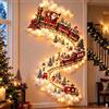 HshDUti Decorazione natalizia magica della parete della traccia LED della cascata | Decorazione natalizia da parete, Babbo Natale, slitta e renna, da appendere, effetto neve a cascata, per la casa