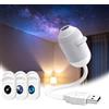 THERTHW Lampada Proiettore Cielo Stellato Galassia Soffitto，3 Pellicole | Proiettore di Cielo Stellato per Auto, Decorazione Camera da Letto e Cameretta Bambini, Rotazione a 360°, Alimentazione USB