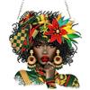 AIRDEA Donna afro Diamond Painting Ciondolo Acrilico Doppia Faccia, Donna nera Diamond Painting Decorazione Sospesa Kit Completo, Diamantini Crystal Art Ciondolo Acchiappasole