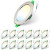 ALUSSO LIGHTING Faretti LED da Incasso per Cartongesso,7W 550LM 230V Luci da Soffitto Interno,Foro Incasso Ø90-100mm,3CCT 3000K 4000K 6500K Faretto led incasso IP44 per Cucina,Bagno,Set di 12,Nichel
