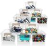 Citylife Set di 12 contenitori con coperchio, piccoli, trasparenti, impilabili, piccoli pezzi, elastici e robusti, scatole di plastica acquistate per artigianato, 17,7 x 13 x 8,2 cm