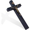 DICOSMETIC Piccola croce da parete in legno 15,1 x 8 x 2,2 cm, croce in legno nero con crocifisso di Gesù San Benedetto crocifisso cattolico per parete religiosa regalo di Natale pasquale per casa e