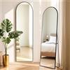 ABXMAS Specchio per tutto il corpo ad arco a 90 gradi 152x42cm, specchio da parete con cornice nera in lega di alluminio, specchio da terra per stare in piedi, appoggiare o appendere per camera da