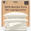 Bambaw Set Copripiumino Matrimoniale 220x240 cm da 3 Pezzi con 2 Federe Cuscini Letto Matrimoniale (50 x 75 cm), Completo di Lenzuola di Bambù Morbide, Rinfrescanti e Ipoallergeniche (Beige)