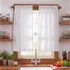 Alaoo 2 Pezzi Tende Lino, 60 * 65cm, Bianco, Corto, Traslucido | Tende Cucina Lino, Adatto per Arredare Soggiorno e Camera da Letto, Adatto Anche per Finestre e Davanzali di Piccoli Bagni