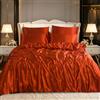 ROOEE Set completo di biancheria da letto in raso di seta, 6 pezzi, lenzuolo con angoli, copripiumino, 4 federe (arancione, matrimoniale)