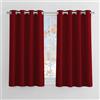 PONY DANCE Tende Oscuranti Termiche Isolanti Caldo e Freddo per Interni | Corte, per Camera da Letto, per Cucina, con Anelli, per Finestre Piccole, Anti-UV, 2 Pezzi L 132 x A 137 CM, Rossa