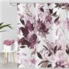 ASDCXZ Rosso Prugna Floreale Tenda da Doccia 120x200 cm, Acquerello Fiori Foglie Primavera Estate Piante Impermeabile Tenda da Bagno Poliestere Tessuto Lavabile Tende Doccia per Vasca con 8 Ganci