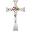 Holyart Crocifissi in vetro e plexiglass: Crocifisso vetro di Murano murrine colorato e argento 16x10cm