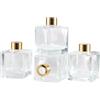 Frandy House Set di 4 flaconi grandi quadrati in vetro per diffusore, altezza 3.5'', 100 ml Accessori profumati da utilizzare per la sostituzione fai da te del diffusore con oli essenziali,bastoncini a bastoncini
