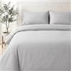 Biancocasa Parure Copripiumino Matrimoniale Raso di Cotone Rigato Satin (Pearl Grey) | 100% Cotone, Escluso lenzuolo sotto