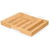 Regalarte Portaposate Estensibile in Bambù, Organizer Cassetto Cucina con 7 Scomparti, Regolabile da 32 a 46 cm