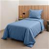 Sognoro Parure Copripiumino Singolo 135x200 Cotone 100%, con Federa 80x80 | 300 Fili, Raso di Cotone Morbido, 100% Cotone Pettinato, Lavabile in Lavatrice, Chiusura a Busta, Ideale per l'Autunno