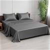LINENWALAS Set di lenzuola matrimoniali in 100% bambù, 300 fili, morbide e setose, rinfrescanti, set di biancheria da letto di lusso per la cura della pelle, 4 pezzi (matrimoniale, grigio antracite)