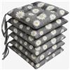 MENKËLL - Set 6 Cuscini Sedia da Cucina in Cotone - Coprisedia Universali 40x40cm Cuscino 4 punti con Lacci di Fissaggio Imbottiti 100% Made in Italy (Margherita Grigio Bicolore, 40x40 Fantasia)