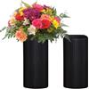 Fyfjur Vaso per fiori, 2 vasi in plastica per fiori, a righe, nero (20 x 10 cm) | Moderno, resistente, per soggiorno, ufficio, decorazione per matrimoni