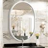 JJUUYOU Specchio ovale da bagno da parete con cornice in metallo, 45,7 x 66 cm, cornice in lega di alluminio bianca, per camera da letto, ingresso e soggiorno