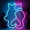 YUEYYNS Gatto Insegna al Neon,Lampada al Neon a Forma di Cuore a Forma di Cat Luce Notturna Decorativa per Stanza, Festa, Bar, Vetrina Alimentata Tramite USB con Interruttore Dimmerabile