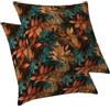 ggaimwf Set di 2 federe Arancione Blu Foglie Motivo Piante Moderno Lino Quadrato Fodera per cuscino Per decorazioni neutre per la casa Decorativo Patio Soggiorno Divano Divano letto 45x45 cm