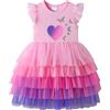 VIKITA Vestito Cotone Stampa Principessa Tulle Tutu Festa di Compleanno Abito Bambina