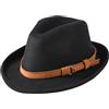 XINCHIA Cappello da uomo in lana Fedora Trilby cappello panama elegante a tesa corta Jazz Cap stile vintage roll-up gentleman jazz classico fascia in pelle berretto homburg party gangster copricapo talent