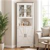 BonVache Credenza Angolare 170cm, Cucina, Bianco | Struttura angolare salvaspazio, 2 ante e 5 ripiani per una maggiore capacità contenitiva