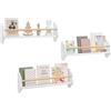 WOLTU Libreria da Parete per Bambini, 3 Mensole per Cameretta | Porta Libri e Giocattoli, Libreria Sospesa in Pino e MDF, Bianco