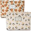 Aucuu Beauty Case da Viaggio, 2 PCS Borsa da Toilette da Viaggio, Borsa da Viaggio per Cosmetici, Pochette Donna Trucchi, Borsa Trucco Floreale, Borsa Cosmetica in Velluto a Coste, per Donne Ragazze