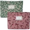 Aucuu Beauty Case da Viaggio - 2 in 1 Borsa per Cosmetici da Viaggio Donna con Floreale Borsa Cosmetica in Velluto a Coste