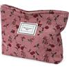 Aucuu Beauty Case da Viaggio,Borsa da Toilette da Viaggio, Borsa da Viaggio per Cosmetici, Pochette Donna Trucchi, Borsa Trucco Floreale, Borsa Cosmetica in Velluto a Coste, per Donne Ragazze