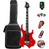 Bullfighter Chitarra elettrica per adulti principianti entry rock chitarra tuta professionale con borsa per chitarra, plettri, cavo, accordatore, tracolla e corde. (rosso)