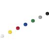 MAUL Magneti rotondi 10 pezzi colori assortiti Ø 2 cm | rosso blu giallo grigio verde nero bianco, presa sicura per appunti, plastica antiurto, profilo piatto, fino a 7 fogli
